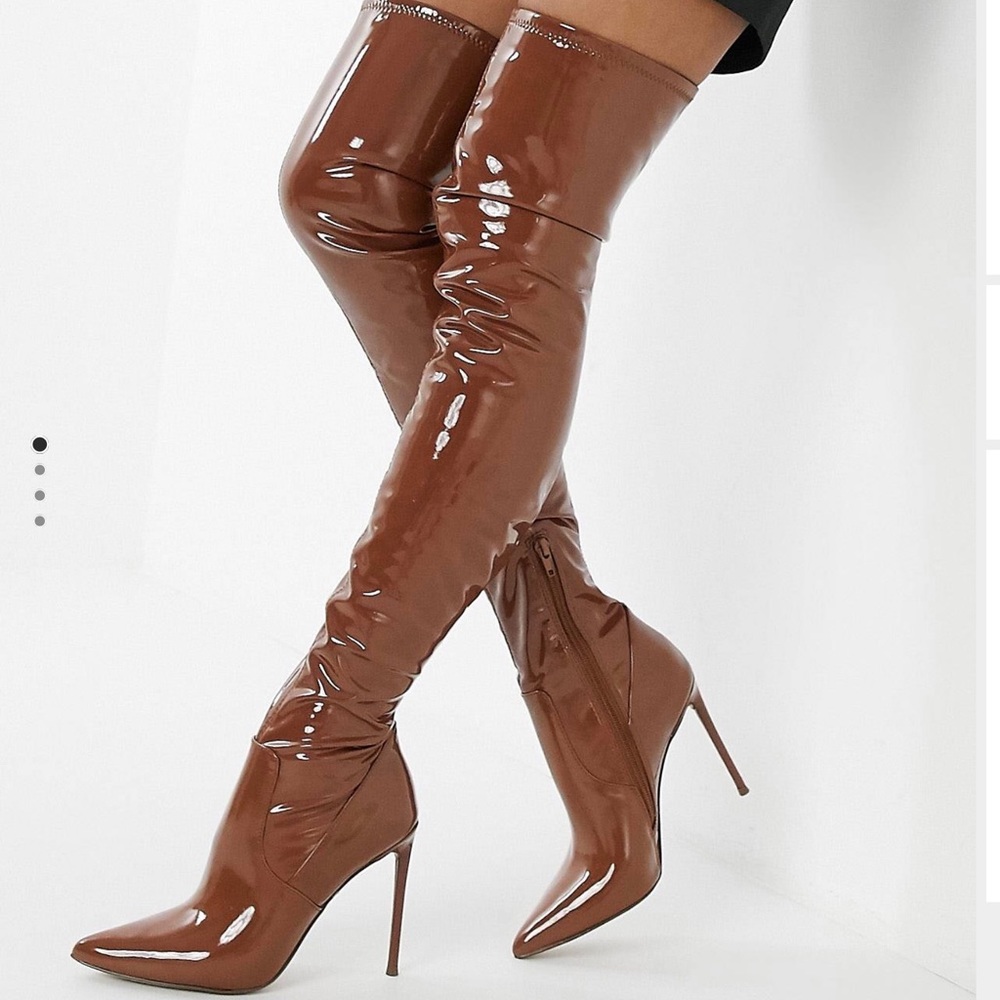 Brown leather boots